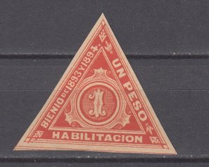 J45808 JLStamps 1893 1894 mnh habilitacion un peso triangle,colombia? revenue?