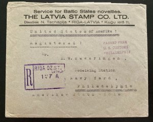 1931 Riga Latvia Commercial Registered Cover To Philadelphia PA USA