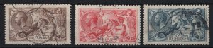 GB 1918 Bradbury 2/6d - 10s set of 3 fu-very fine used sg415-7