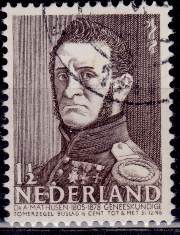 Netherlands, 1941, Dr Antonius Mathijsen 1 1/2+1 1/2c, sw#392, used