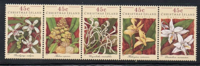 Christmas Island Sc 363 1994 Orchids stamp set mint NH
