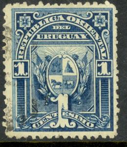 URUGUAY 1889-1901 1c COAT OF ARMS Issue Sc 75 VFU