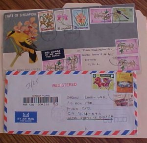 SINGAPORE  REGISTERED 2012 also 1963 FLOWERS FDC TORN