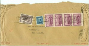 4 x $1.00 FERRY $4.25 TransPacific Airmail NEW ZEALAND Peace issue  cover Canada