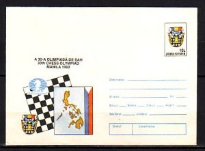 Romania, 1992 issue. Chess Olympiad Cancel on a Postal Envelope.