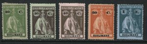 Quelimane 1914 Ceres 5 stamps to 1 E mint o.g. hinged