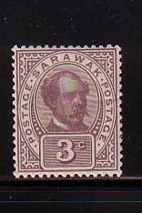 Sarawak Sc 38 1908 3 d dull violet stamp mint