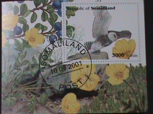 SOMALILAND-2001-COLORFUL BEAUTIFUL LOVELY OWL CTO-IMPERF S/S VF-LAST ONE