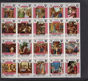 YEMEN KINGDOM 1969 PAINTING 2 SHEETS OF 15 STAMPS & 6 STRIPS OF 5 STAMPS MNH