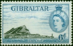 Gibraltar 1953 6d Black & Pale Blue SG153 Fine MNH