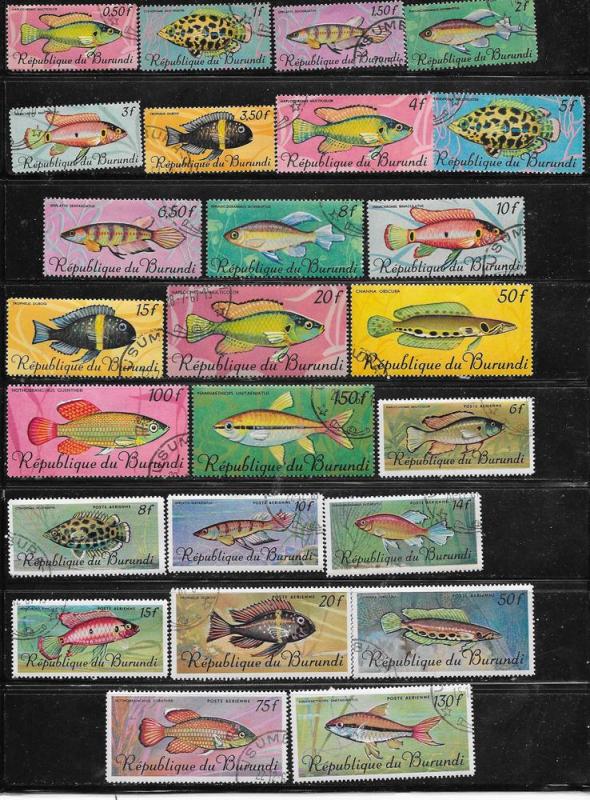 Burundi #186-201,C46-C54 Fish  (CTO) CV $8.25