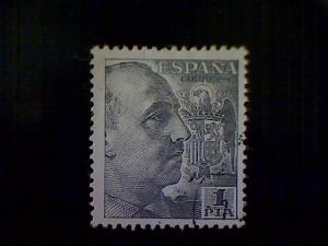 Spain, Scott #702a, used (o), 1950, General Franco, 1ptas, gray black