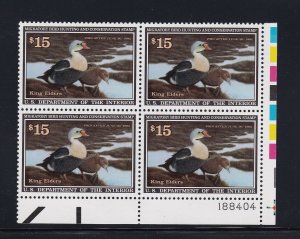 RW58 VF-XF plate block of 4 OG never hinged nice color cv $ 120 ! see pic !