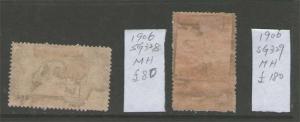 New Zealand 1906 SG 328 &329 fresh but GD 