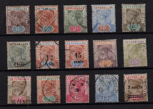 Seychelles QV good used collection x 15 values WS36440