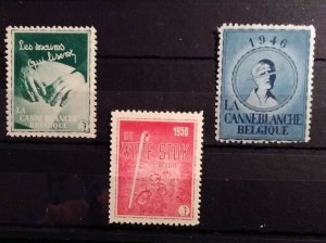 Charity Stamps Belgium Prevent Blindness White Cane Lot of 3  -R