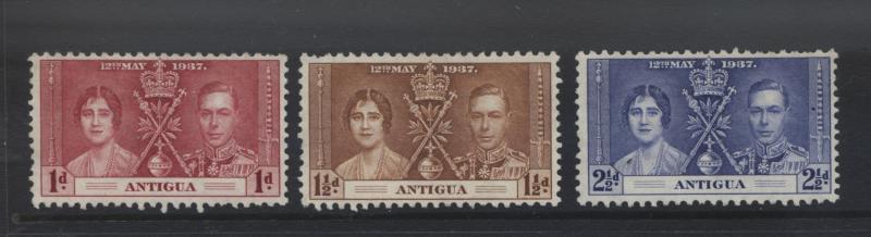 Antigua - Scott 81-83 - KGVI -1937-Coronation - Mint No Gum - Set of 3 Stamps