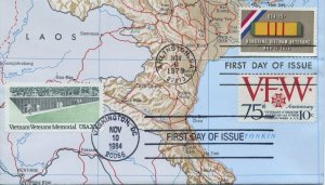 #1802 & #2109 Vietnam Veterans VFW Combo KMC Ventures Map cachet FDC
