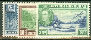 JS: British Honduras 115-126, 116a mint CV $82.30; scan shows only a few