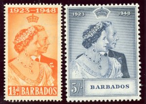 Barbados 1948 KGVI Silver Wedding set complete MNH. SG 265-266. Sc 210-211.