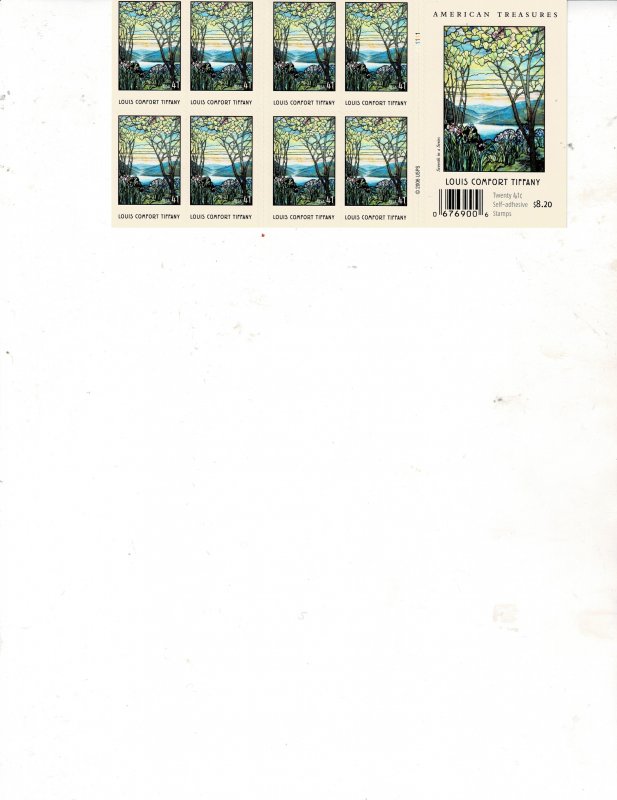 American Treasures Tiffany 41c Booklet Postage of 20 stamps #4165 VF MNH