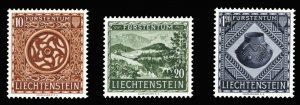 Liechtenstein #274-276 Cat$65, 1953 National Museum, set of three, never hinged