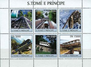 St Thomas - Mountain Trains, Scott #1557 - 6 Stamp Sheet - ST3149