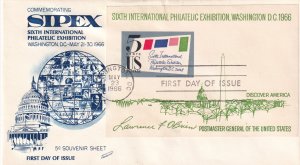 1966, SIPEX, S/S, Fleetwood, FDC (E11754)
