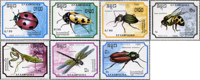55536 MNH CAMBOYA KAMPUCHEA 1988 INSECTOS