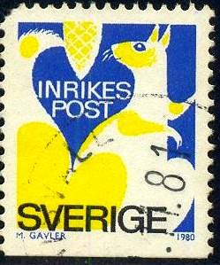Squirrel, Sweden stamp SC#1323 used