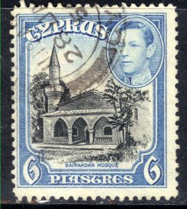 Cyprus 1938 - 51 KGV1 6 Pi Blue/Black Error Black shift left SG 158 ( J962 )