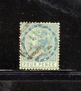 DOMINICA #7 1879 4p QUEEN VICTORIA USED F-VF