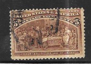 US # 234  5c  Columbian Exposition (U) CV. $9.00