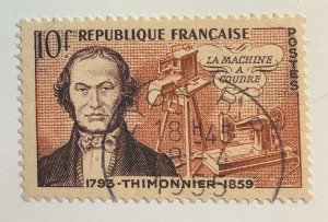 France 1955 Scott 758 used - 10fr,  Barthélémy Thimonnier,  Inventors