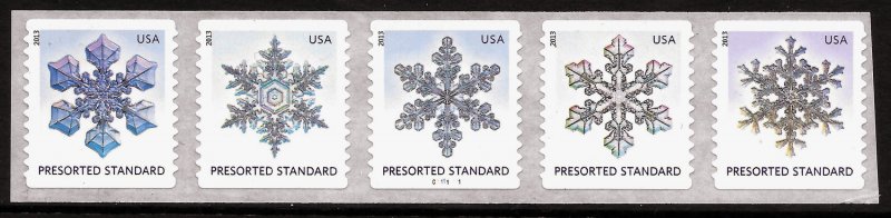 Sc 4808-12 (4812a)  (10¢) Snowflakes PNC/5 #C11111111, MNH