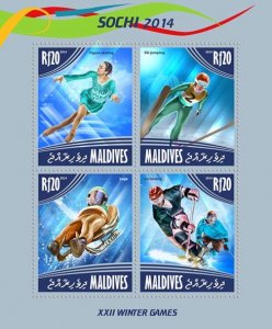 MALDIVES - 2014 - Winter Olympics Sochi - Perf 4v Sheet  - Mint Never Hinged