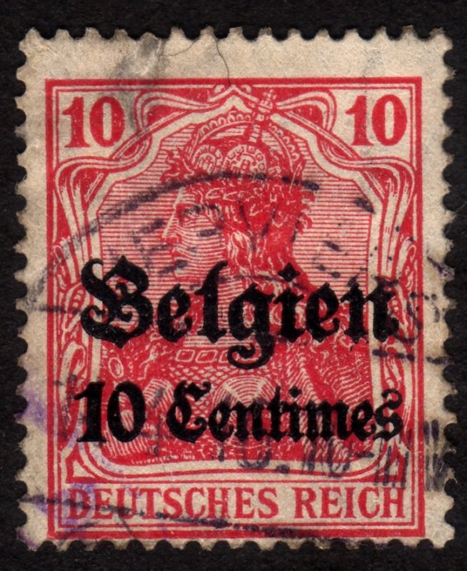 1914, Germany Belgium, 10c, Used, Sc N3