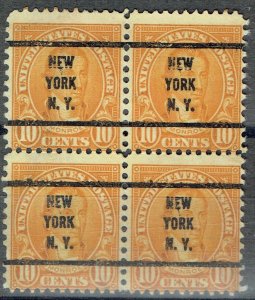 1926 10c 4th BUREAU  w/precancel f/NEW YORK NY (642-73) BLK of 4 NG