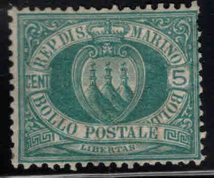 San Marino Scott 6 MH*  Green 1899 stamp