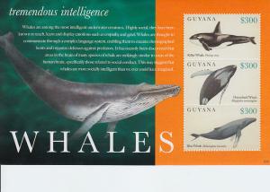 2012 Guyana Whales Sheetlet of 3 (Scott New) MNH