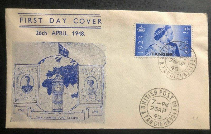 1948 Tanger British Morocco first day cover King George 6 Royal Silver Wedding