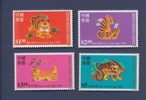 HONG KONG - Scott 807-810 - MNH - Year of the Tiger, Cat - 1998