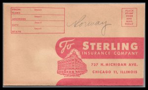 US Unused cover to Sterling Insurance Company Chicago Ill.