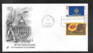 Just Fun Cover #1666 FDC KS. State Flag Artcraft Cachet. (A1496)