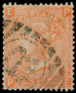 Sg94, 4d vermilion plate 13, good used. Cat £60.PE