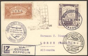 Paraguay 1934 Graf Zeppelin 4.SAF South America Flight Mi384Ca Germany Co 109264