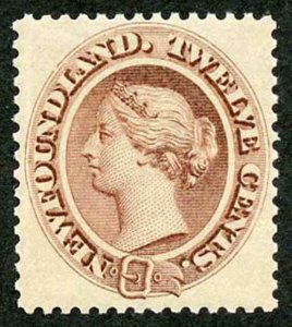 Newfoundland SG61 12c Deep Brown 1894 Colour Change U/M