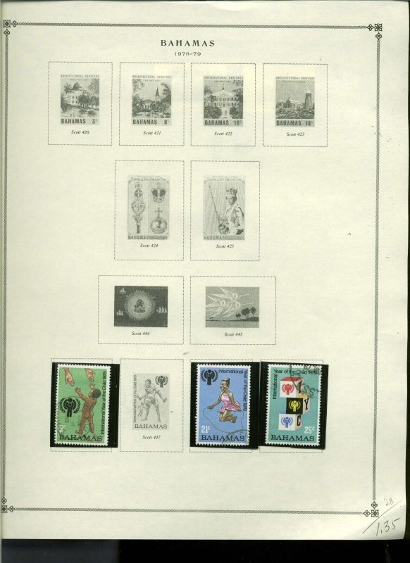 Collection, Bahamas Part B Scott Album Page, 1918/1996, Cat $80 Mint & Used