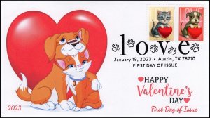 23-018, 2023, LOVE, First Day Cover, Pictorial Postmark , Austin TX, Kitten and