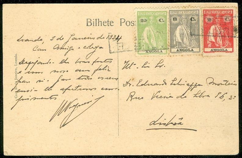 ANGOLA : 1924 Picture Post Card to Lisbon.